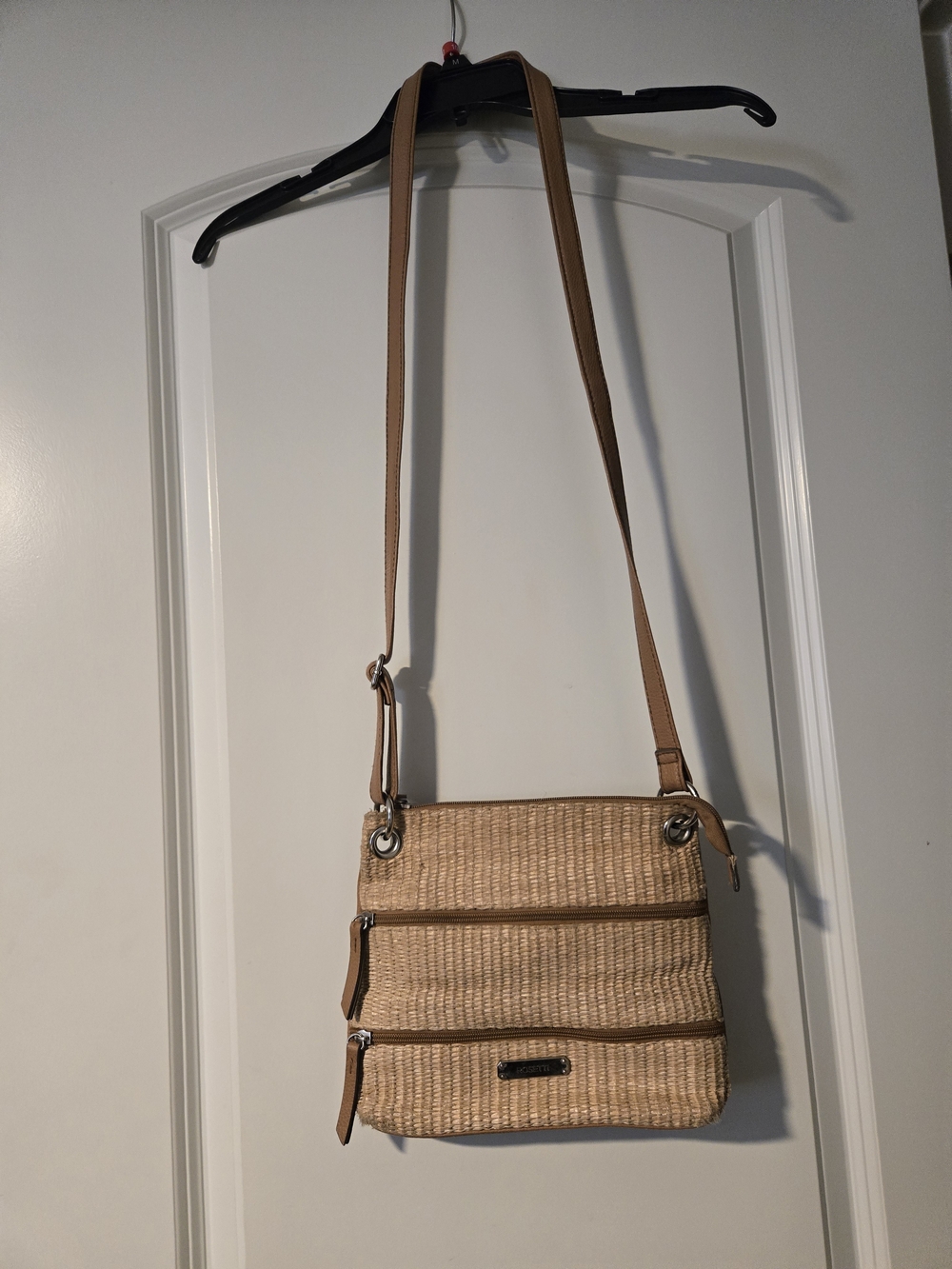 Rosetti Tan Woven Crossbody Bag
